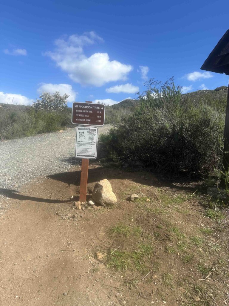 Sign for Mount Woodson Trail