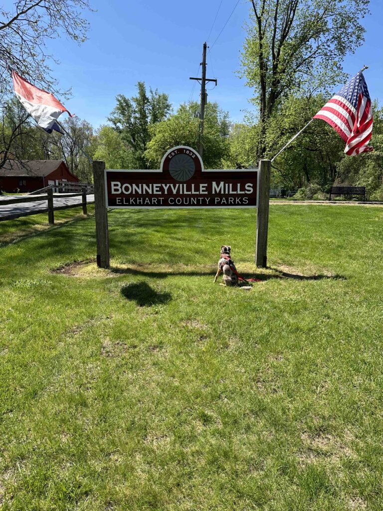Bonneyville Mill County Park sign