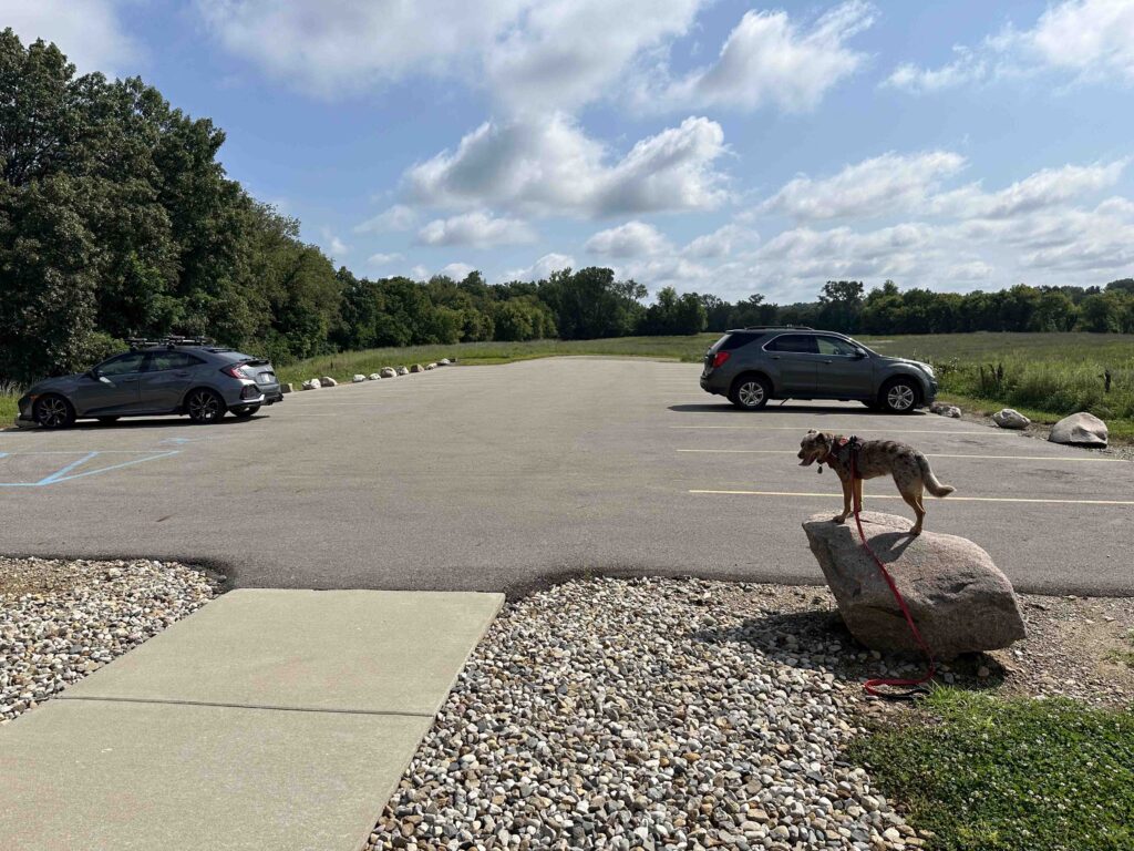 parking area at Plumb Lake County Park