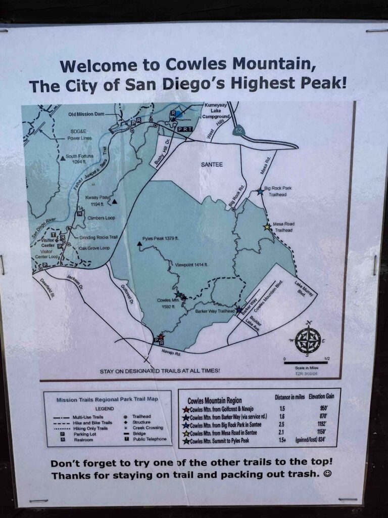 Cowles Mountain trail map