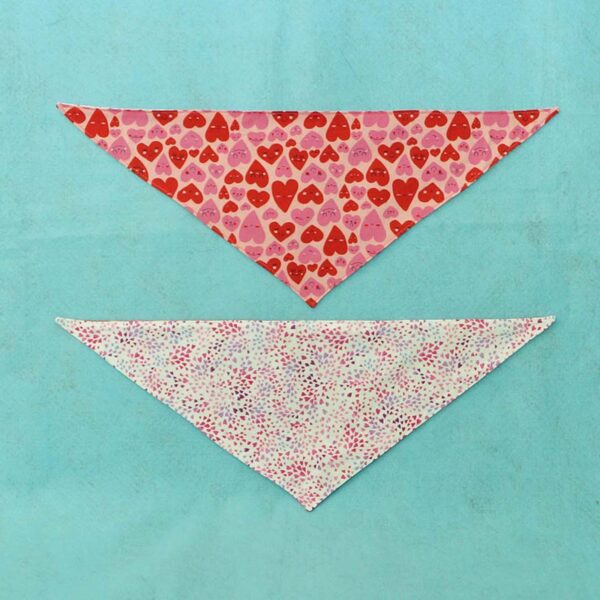 Fabric Bandana - Hearts on Pink - Image 2