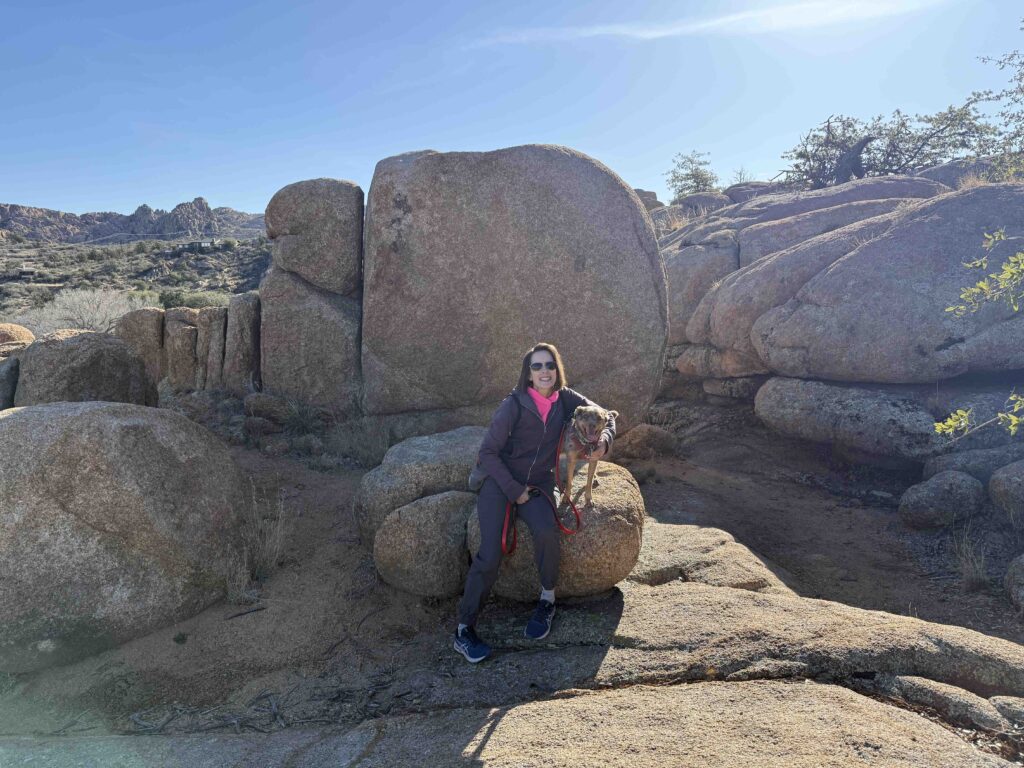 Sunny and Andie at top of Granite Gardens trail Prescott Arizona