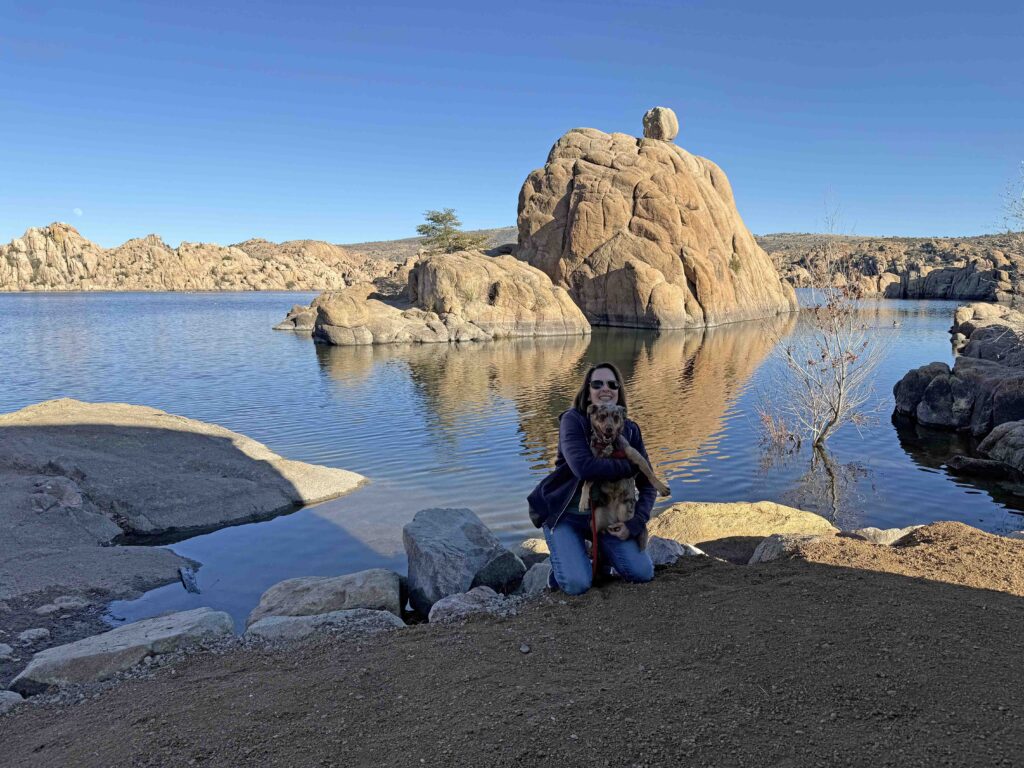 Sunny and Andie at Watson Lake boat ramp in Prescott Arizona