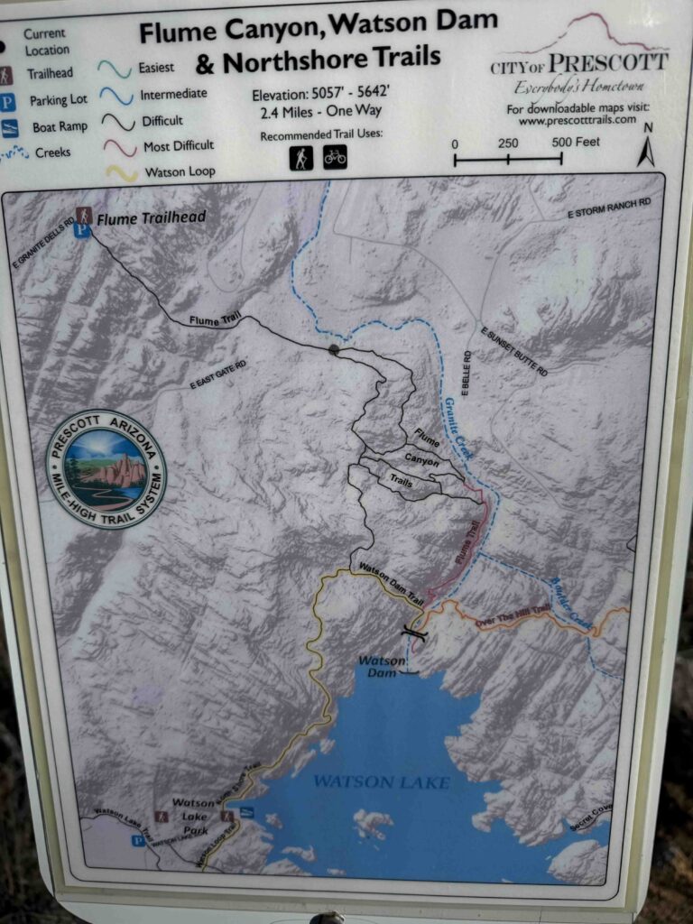 Trail map for Granite Gardens trails in Prescott Arizona