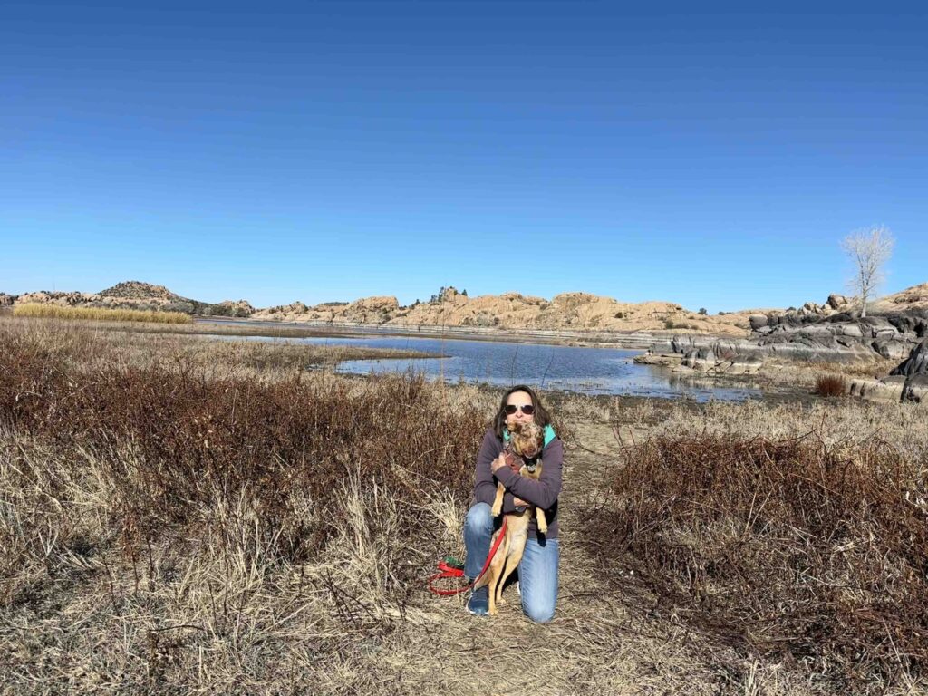 Andie and Sunny with Willow Lake in the background