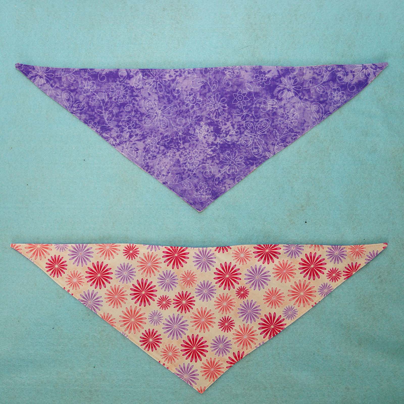Fabric Bandana - Purple Butterflies & Flowers - Image 2