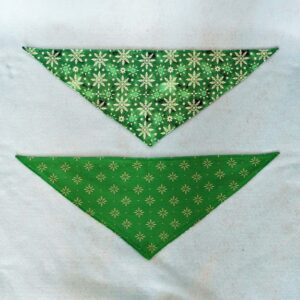Fabric Bandana – Snowflakes on Green