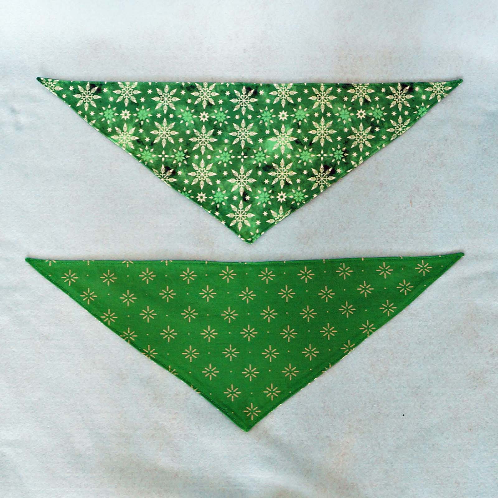 Fabric Bandana - Snowflakes on Green - Image 2