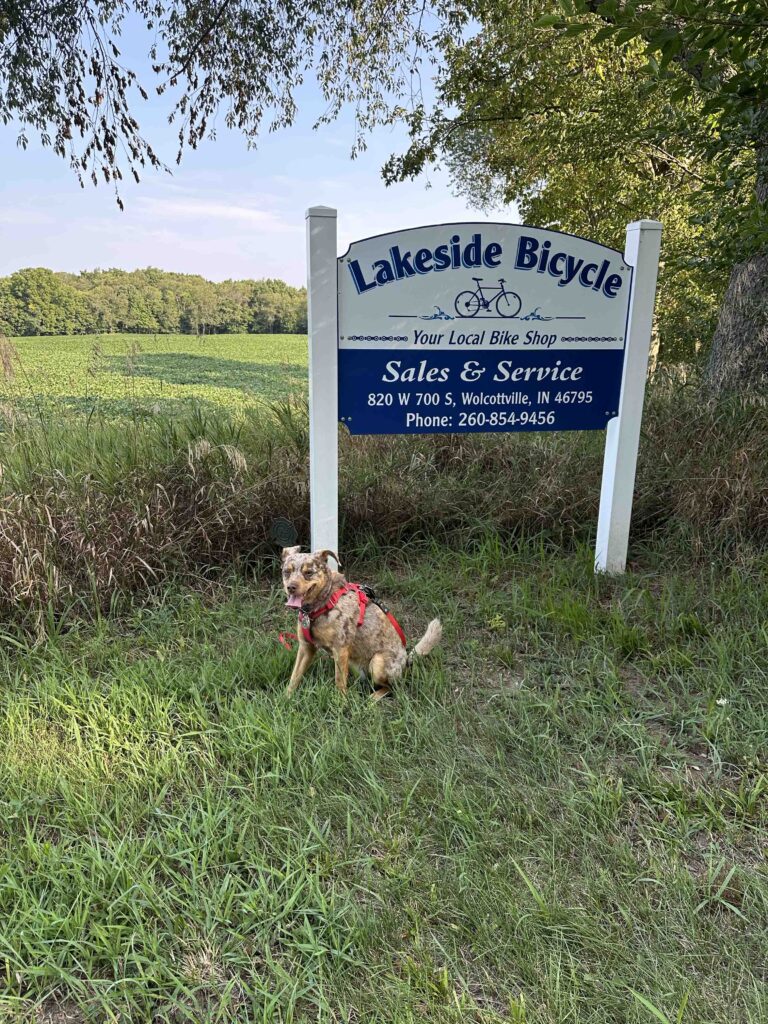 Lakeside Bicycle sign on Fishing Line Trail
